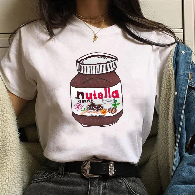 CJF2901 TJCJFO женская футболка в стиле Харадзюку с милым буквенным принтом Nutella, новая летняя модная повседневная свободная забавная женская футболка Kawaii - Цвет: CJF2901