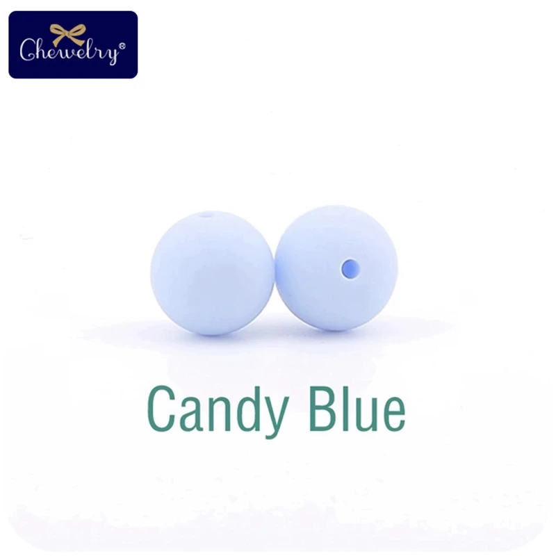 Candy Blue 100 шт 15 мм Детские Силиконовые Бусины пищевого качества Прорезыватель DIY аксессуары для кормления ювелирные изделия ожерелье браслет цепочка для соски для детей Prod - Цвет: Candy Blue