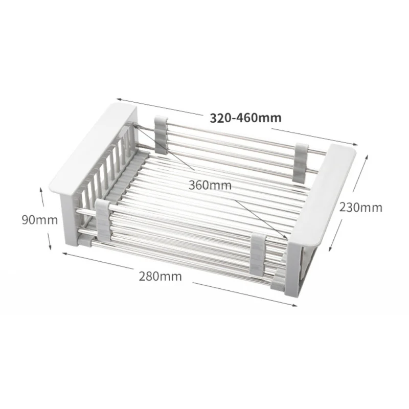 

Adjustable Stainless Steel Drain Basket In Sink Drain Pan Vegetable And Fruit Drying Rack Kitchen Sink Organizer