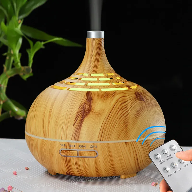 

Ultrasonic Air Aromatherapy Humidifier Essential Oils Diffuser Aroma 500ml Electric Scent Diffuser Wood Remote For Home Lamp