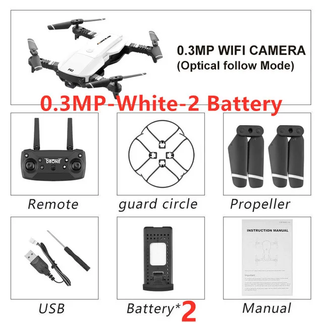 4K Wi-Fi FPV с широкоугольной HD камерой, режим высокой фиксации, Складная рукоятка, Радиоуправляемый квадрокоптер, Дрон RTF Shcool, игрушки, вертолет, оптический поток - Цвет: 0.3MP White 2B Bag