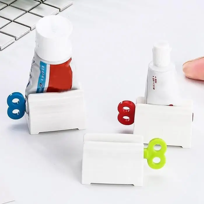 Convenient Toothpaste Dispenser Rolling Toothpaste Squeezer Bathroom Blue/Green/Red Stand Holder