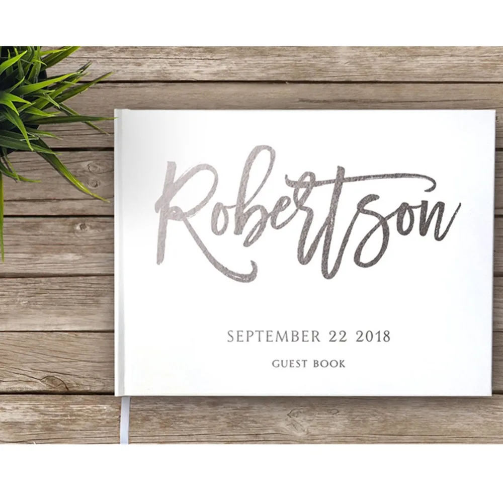 Свадебная Гостевая книга с серебряной Фольга пейзаж пользовательские девичник