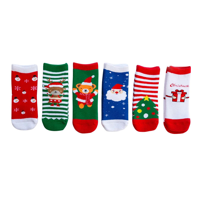 Многоцветный 6pairs Children Socks Cute Christmas Socks Santa Deer Infant Kids Socks Meias skarpetki dla dzieci calcetines kniesokken meisjes - Цвет: Многоцветный