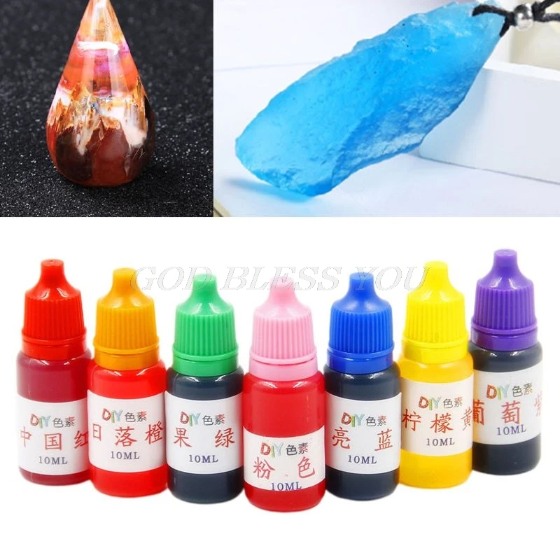 7 Pcs/set 10ml Food Grade DIY Hand-Made Dyeing Pigment Slime Crystal Mud Colorant Epoxy Crystal Pigment epoxy resin pigment