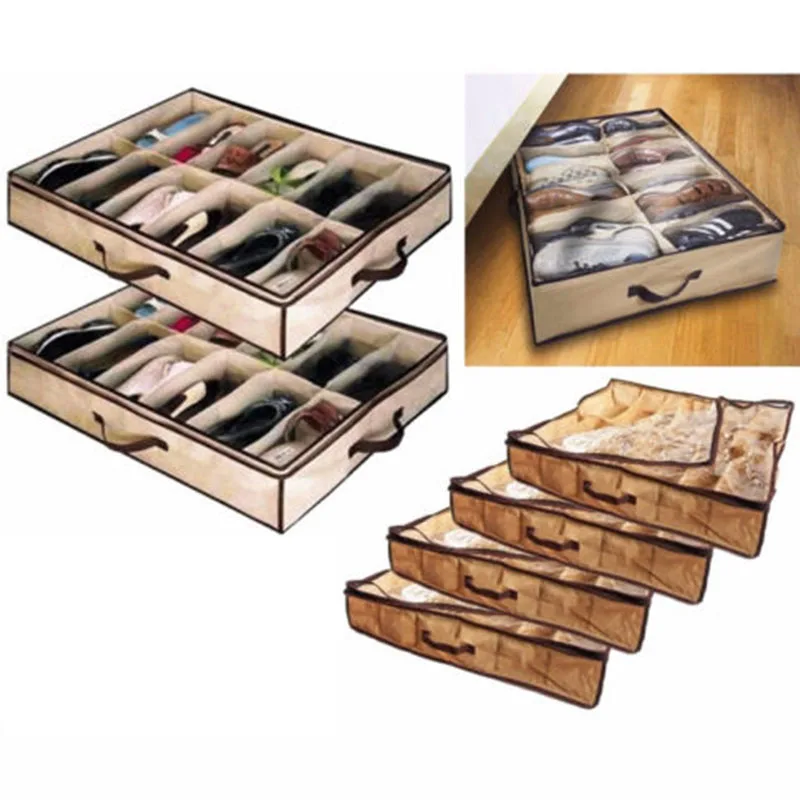 Reusable Shoes Storage Organizer Holder Container Home Under Bed Dustproof Bag Closet Box Bag Large Capacity Anti Moisture