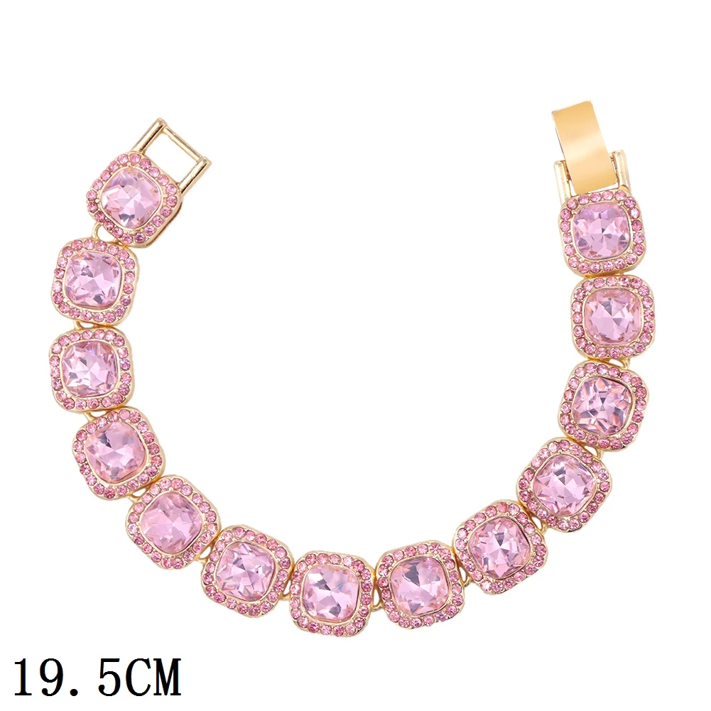 New Fashion Luxury 12mm Iced Out Cuban Link Chain Bracelet for Women Men Gold Silver Color Bling Rhinestone Bracelet Jewelry 