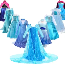 Платье принцессы Эльзы для девочек; Детский Рождественский костюм Снежной Королевы 2; костюм Эльзы и Анны; детская одежда для карнавала, дня рождения, вечеринки