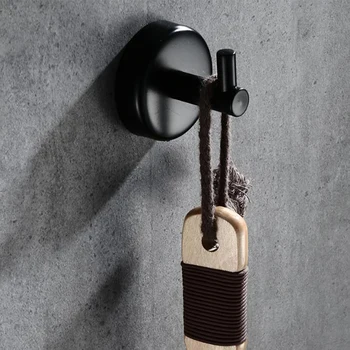 

2PCS Black Hooks for Bathroom Kitchen Hanger Stainless Steel Wall Hook for Keys Coat Towel Hook Robe Hook Bathroom Hardware