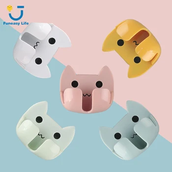 

2PCS Cartoon Cat Head Shape Key Cloth Gadgets Hooks Strong Viscose Wall Wall-Mounted Kitchen Power Storage Room Decorations
