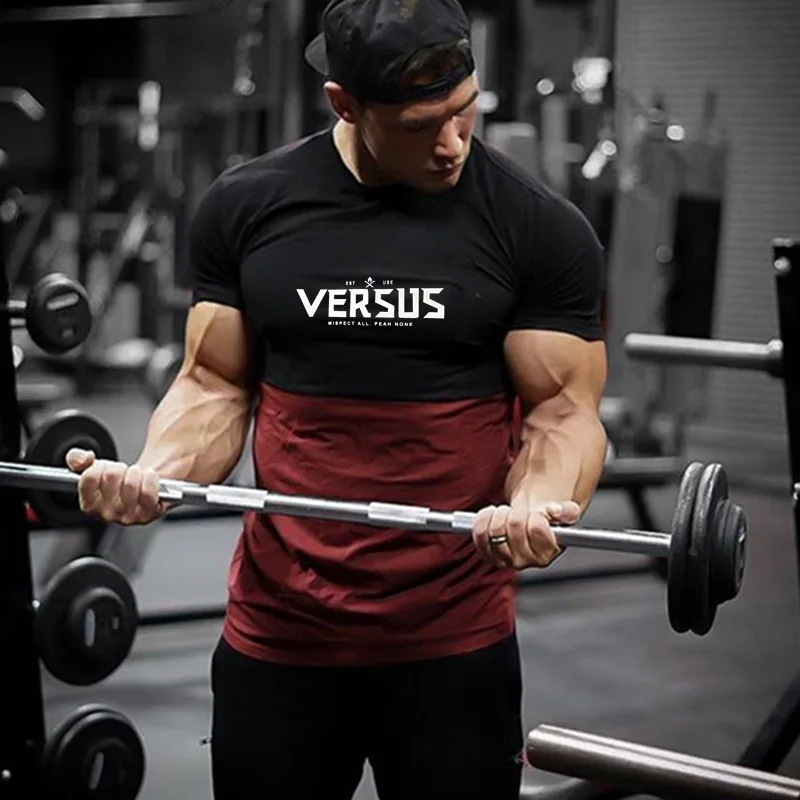 Summer New mens t shirt Fitness Bodybuilding Fashion Casual Joggers short sleeve cotton Printing Tee Tight Tops gyms clothing