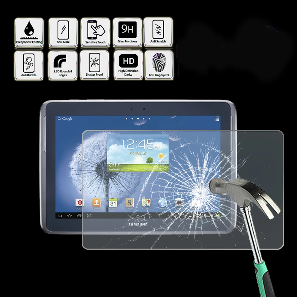

For Samsung Galaxy Note 10.1 N8000 N8010 - Tablet Tempered Glass Screen Protector Cover Screen Film Protector Guard Cover
