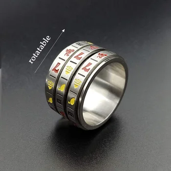 

Hemiston Titanium Steel Rotatable Ring Stainless Fashion Ring Accessories Punk Rock Style Cool Ring