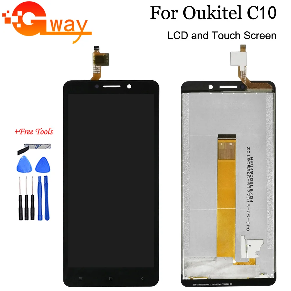 

100% Tested Black For 5.0" Oukitel C10 LCD Display+Touch Screen Digitizer Assembly Mobile Phone Replacement With Tools