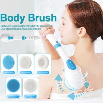 

Deep Cleaning USB Rechargeable 3 Speeds IPX7 Waterproof Detachable Rotating Body Brush Back Scrubber Handheld Adjustable Handle