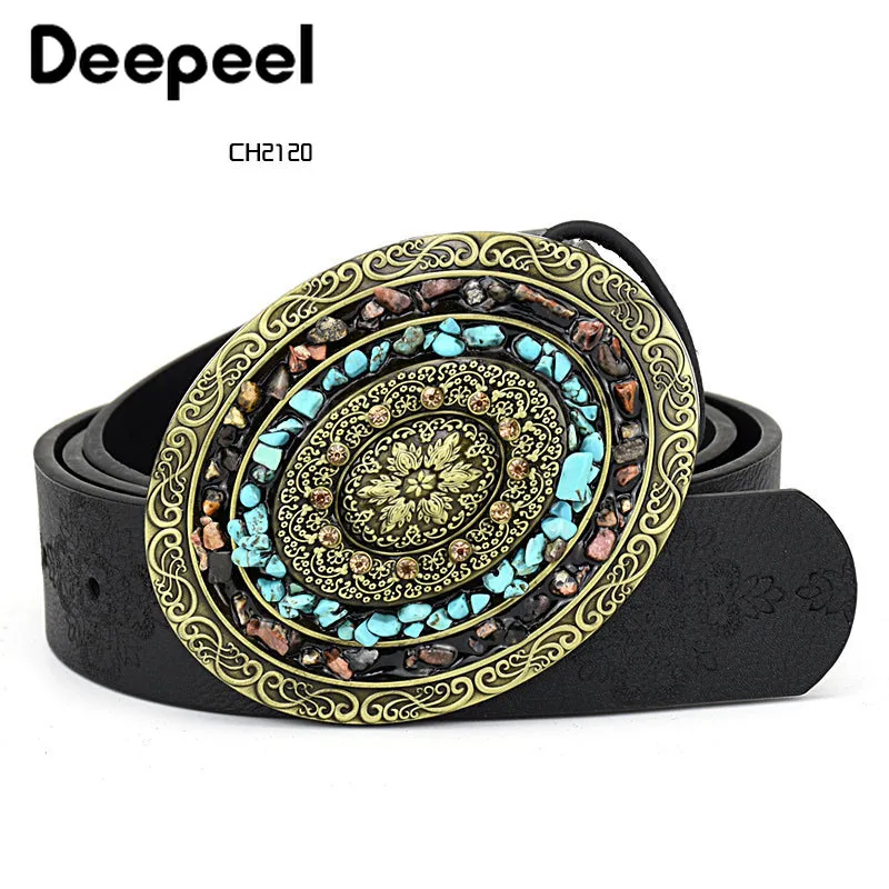 Deepeel 1 шт. 3,5 см* 100 \ 115 см женский ремень из искусственной кожи сплав гладкая Пряжка инкрустированный цвет камень пряжки голова личности декоративные