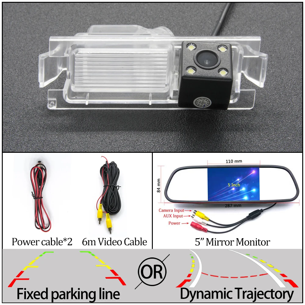 Фиксированная или динамическая траектория камера заднего вида для kia ceed 2 2012- для hyundai Verna Solaris Accent монитор парковки автомобиля - Название цвета: 4LED N 5 inch Mirror