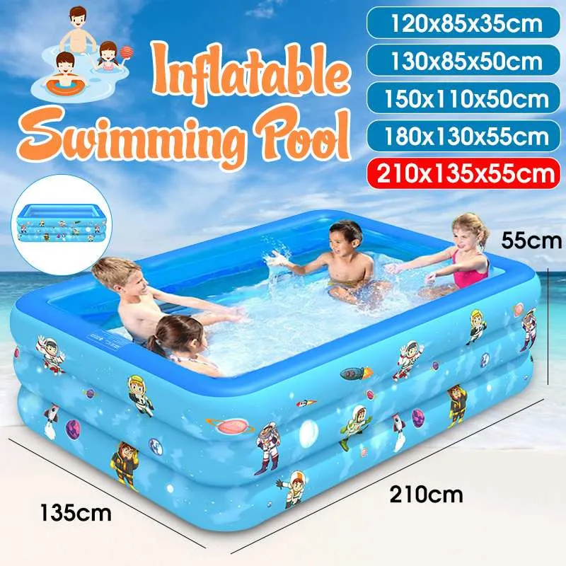 

Indoor Game120/130/150/180/210Cm Rectangular Inflatable Swimming Pool Paddling Bathing Tub Outdoor Summer For Kids Children Pool