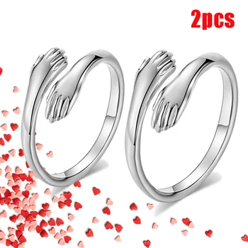2021 Valentine’s Day Gift Love Hug Open Ring Retro Simple Rings Letter Finger Ring Unisex Adjustable Size Ring Jewelry Gift