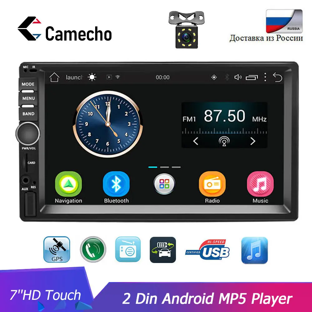 Автомагнитола Camecho 2Din автомобильное радио HD " сенсорный экран автомобильное аудио Bluetooth Камера заднего вида USB TF SD gps карта MP5 мультимедийный плеер