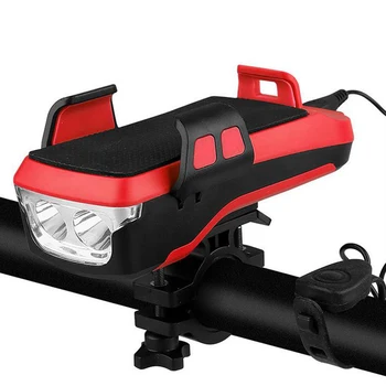

Multifunction 4 IN 1 Bike Light Flashlight Bike Horn Phone Holder Power Bank Bicycle Front Light Phone stand Holder For Phones