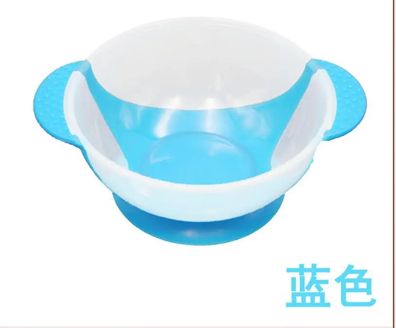 Blue bowl Детская посуда ложка для еды для использования Обучающие блюда служебная табличка/поднос присоска детская столовая посуда датчик температуры - Цвет: Blue bowl