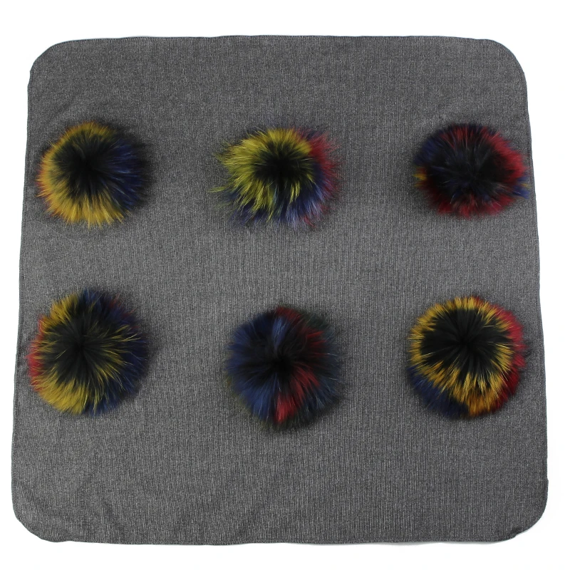 black Multicolor Теплые хлопковые пеленки, одеяло для новорожденных детей, детское одеяло для путешествий с помпоном из натурального меха, одноцветные постельные пеленки - Цвет: black Multicolor