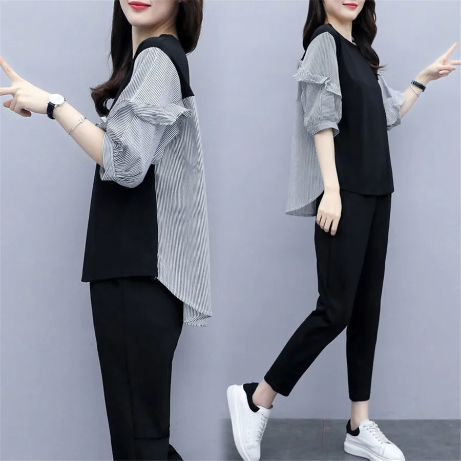 2020 Summer Casual Tracksuits Women 2 Piece Set O Neck Tops + Pants New Arrival Short Sleeve Sporting Suits 2020 Summer Casual Tracksuits Women 2 Piece Set O Neck Tops + Pants New Arrival Short Sleeve Sporting Suits