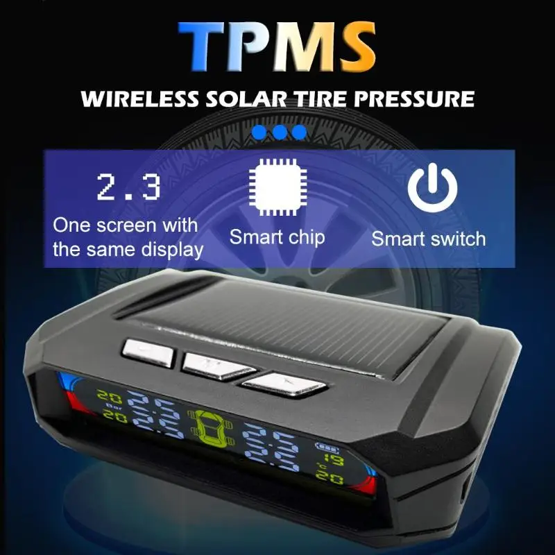 Солнечный ЖК-дисплей автомобиля TPMS авто шин давление мониторинга системы шин сигнализация с 4 датчиками