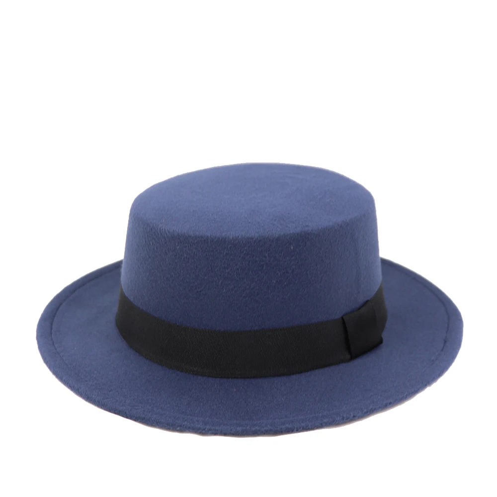 Winter Autumn Imitation Woolen Women Men Ladies Fedoras classic Jazz Hat European American Round Caps Bowler Hats Feminino Gorra - Цвет: navy blue