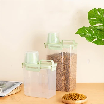

Plastic Food Containers Transparent Sealed Cat Dog Feed Dry Food Storage Box Pet Puppy Snack Foods Barrels Sealed Containers