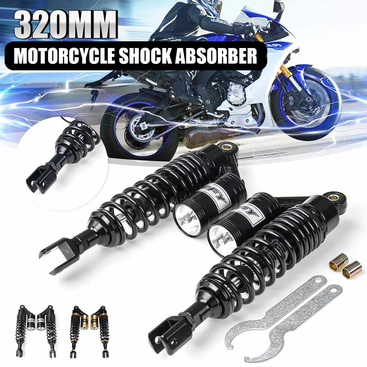 12," 320 мм мотоцикл воздушный амортизатор задняя подвеска для Honda/Yamaha/Suzuki скутер Кроссовый мотоцикл карт Quad ATV