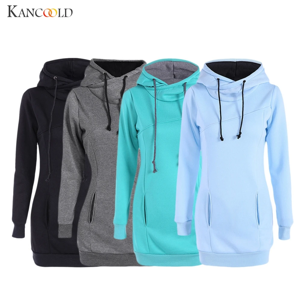 KANCOOLD, толстовки, модный бренд, однотонный Свободный пуловер, Топ для женщин, круглый вырез, с капюшоном, спортивная одежда, осень-зима, женская блузка, Sudaderas
