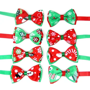 

100pcs Pet Cat Dog Collar Bow Tie for Puppy Small Dog Adjustable Neck Strap Christmas Dog Grooming Accessories Xmas Wholesale