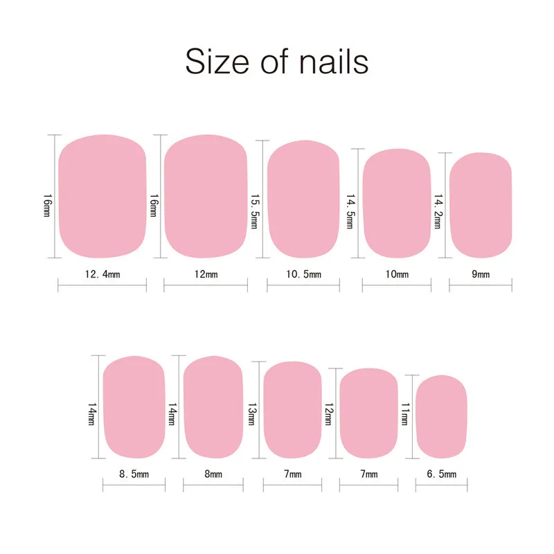 72 шт предварительно клеящийся, накладной гвозди с коробкой 3 набора розовый Дети Нажмите на накладные ногти ABS DIY Детские искусственные аксессуары для ногтей