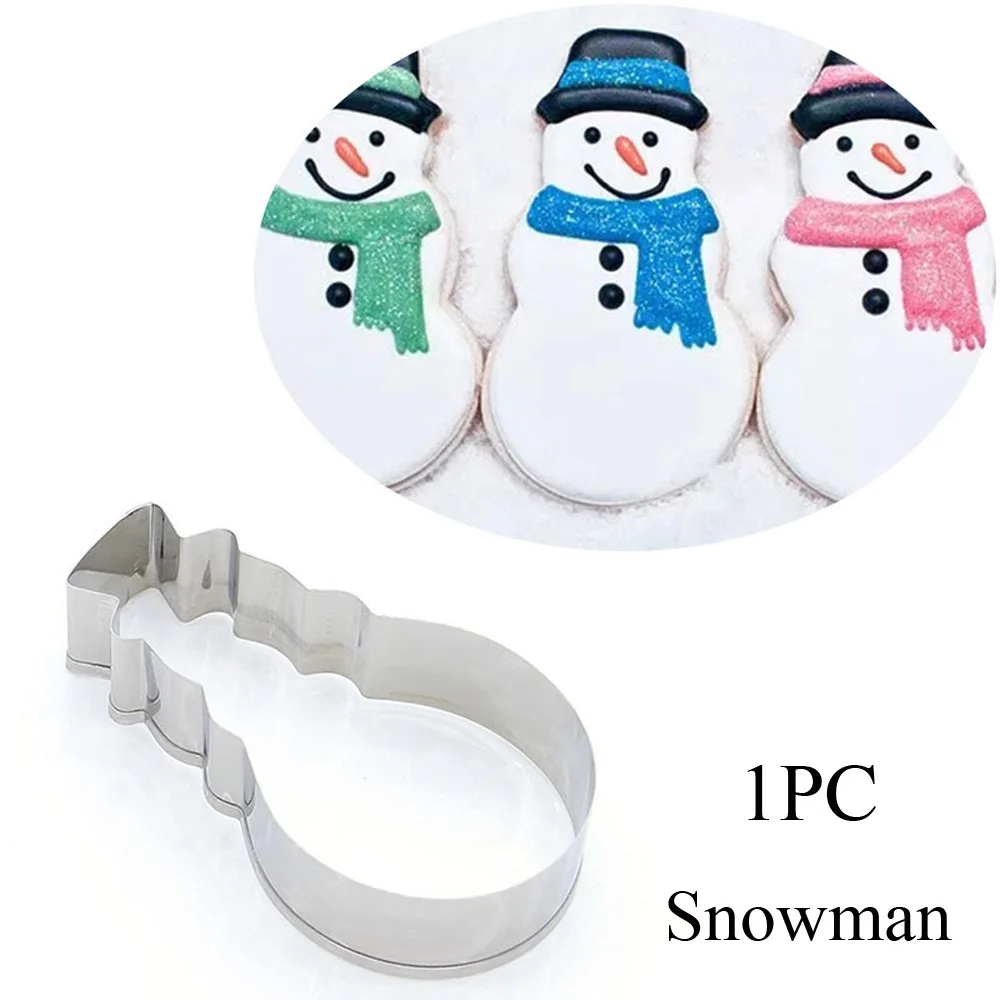 Snowman 1 шт. Серебряная формочка для рождественского печенья из нержавеющей стали, форма для торта, печенья, Рождественская тема, форма для выпечки, бытовые кухонные принадлежности, инструменты - Цвет: Snowman
