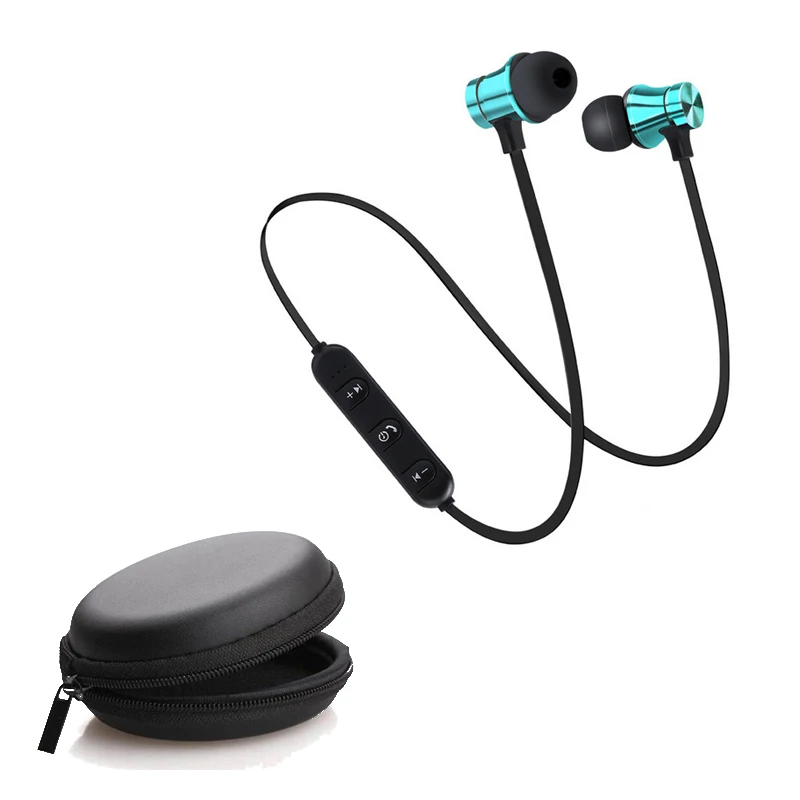 Blue with box Магнитные беспроводные Bluetooth наушники, стерео спортивные водонепроницаемые наушники, беспроводная гарнитура с микрофоном для Xiaomi - Цвет: Blue with box
