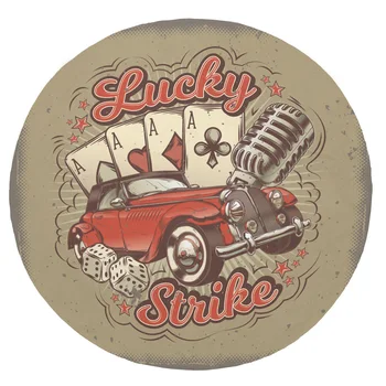 

Super Soft Plush Flannel Blanket Car Poker Mic Retro Blankets Round Throw Blanket for Beds