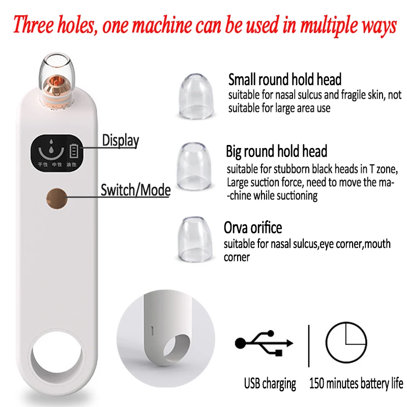 Blackhead remover acne cleansing pores black dot electric cleaner blackheads acne facial vacuum cleaner beauty skin 4