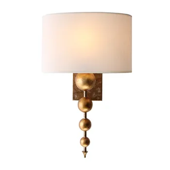 

vintage design gold wall lights fabric lampshade wall sconce AC110V 220V living room bedside lamp