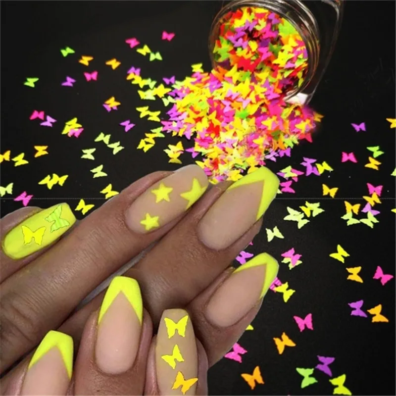 Mixcolor 3D Блеск голографическое искусство ногтей Блестящая бабочка с блестками ногтевые стикеры тонкие советы флуоресцентные для маникюра ногтей украшения