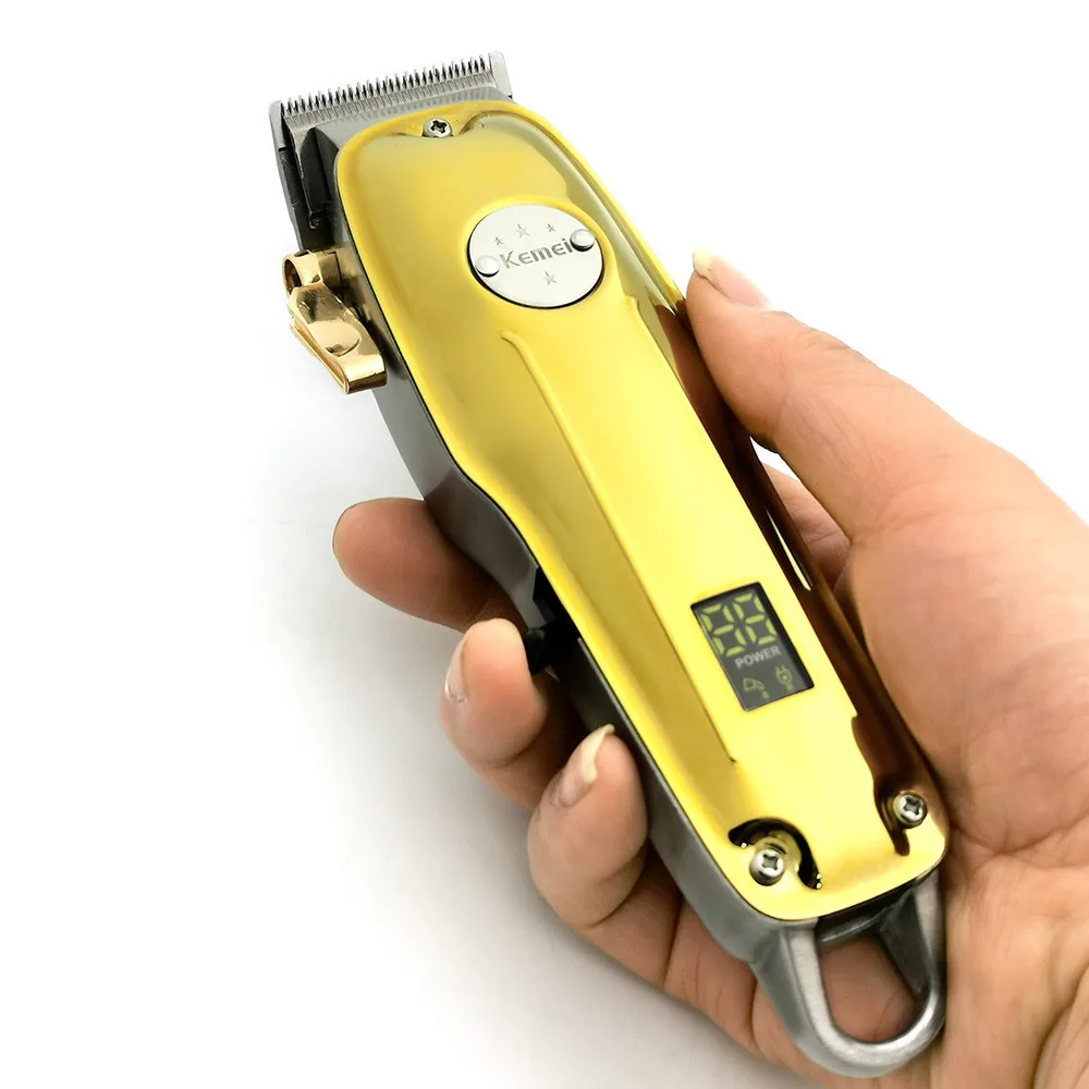 All-metal Barber Professional Hair Clipper Cutter Electric Cordless Hair Trimmer Gold and Silver Hair Cutting Machine 1986Z PG