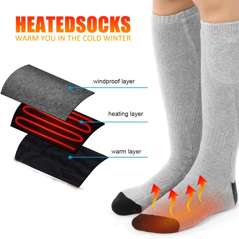 Зимние носки с подогревом, лучшие электрические носки с аккумулятором, унисекс, теплые носки для ног, можно стирать