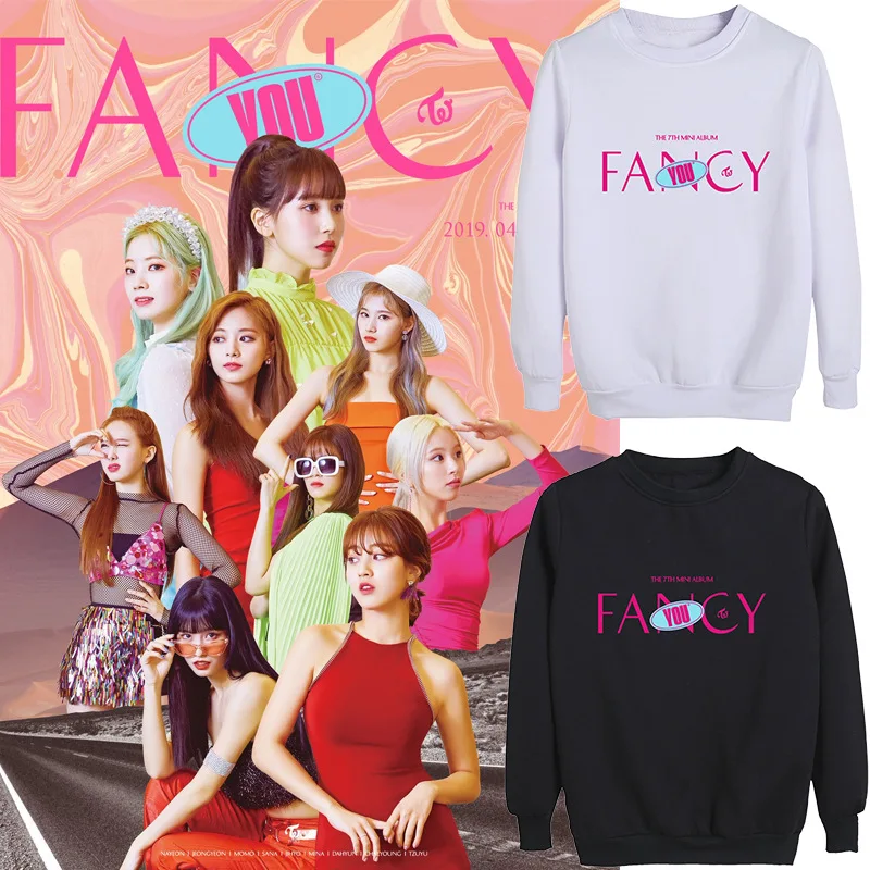 Kpop TWICE FANCY YOU Мужчины Женщины Весна Осень Зима толстовка с капюшоном k-pop розовые