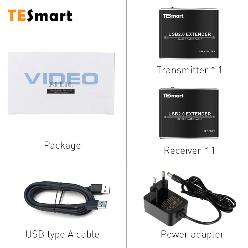 USB2.0 УДЛИНИТЕЛЬ 100 м USB к Cat5E/6 RJ45 LAN UTP до 100 м/328Ft Ethernet расширение с кабелем TypeA USB 100 м удлинитель USB концентратор