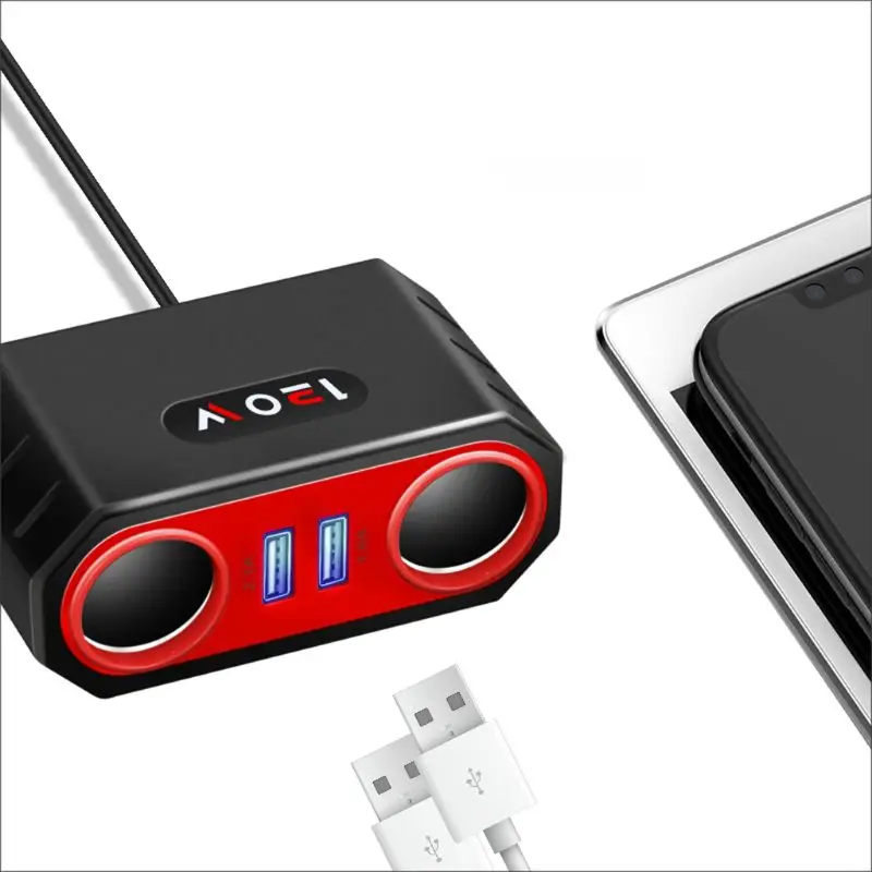 Автомобильное заднее сиденье двойной USB телефон зарядное устройство прикуриватель разветвитель адаптер питания