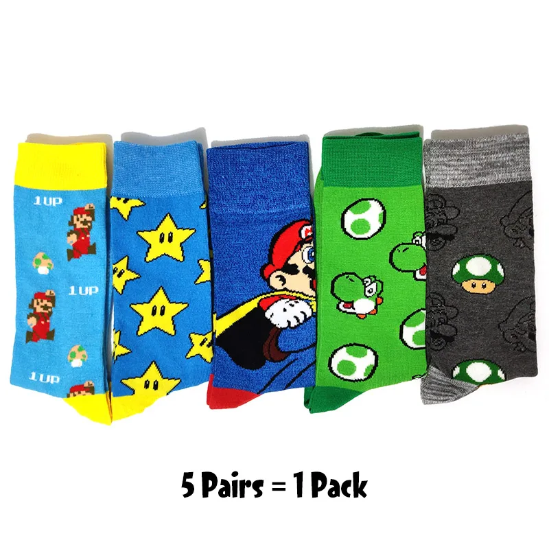5-Pairs-36 5 пар/упак. с кроликом из мультфильма детские носки Повседневное в стиле «хип-хоп» творческий мягкие удобные Смешные новинки Для мужчин, хлопковые носки, Calcetines Hombre смешной - Цвет: 5-Pairs-36