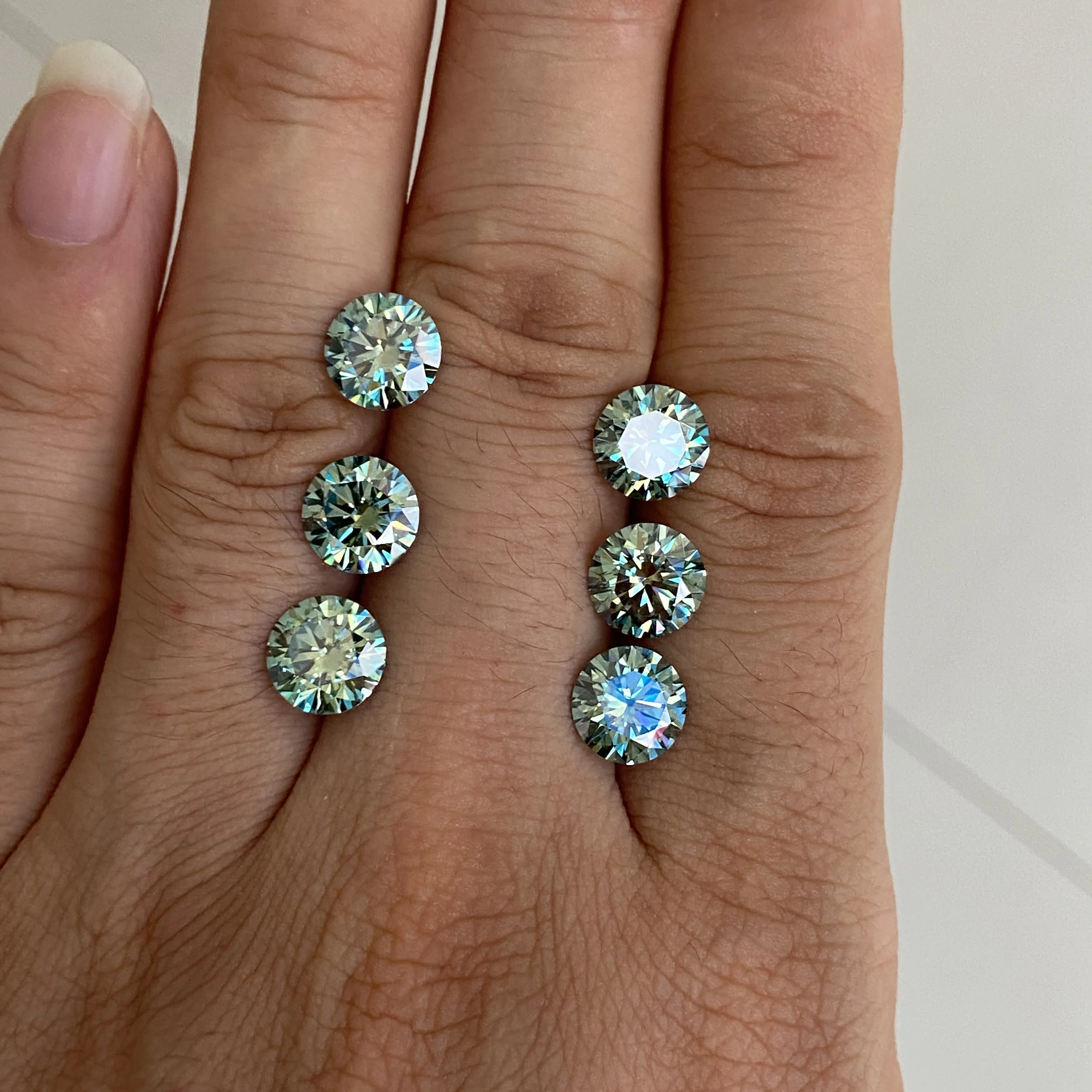 New color moissanite diamond 1ct 6.5 mm Blue Green Loose Moissanite stone