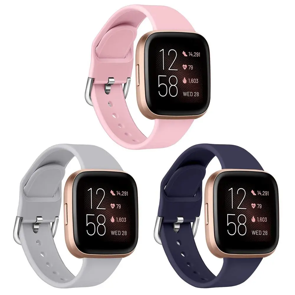 Полосы совместимы с Fitbit Versa/Versa 2/Fitbit Versa Lite для женщин и мужчин водонепроницаемый заменить мужчин t силиконовый ремешок для часов - Цвет: Pink Gray DarkBlue