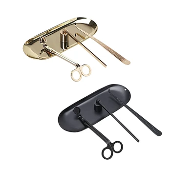 

2 Set Candle Accessory Set Candle Wick Trimmer Candle Wick Dipper Candle Snuffer Storage Tray 4 Packs Candle Care Kit Gift for C